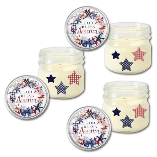Courtside Market Celebrate 250 God Bless America Wreath 4 oz Citronella Soy Wax Candle 3-Piece Set with Wounded Warrior Project